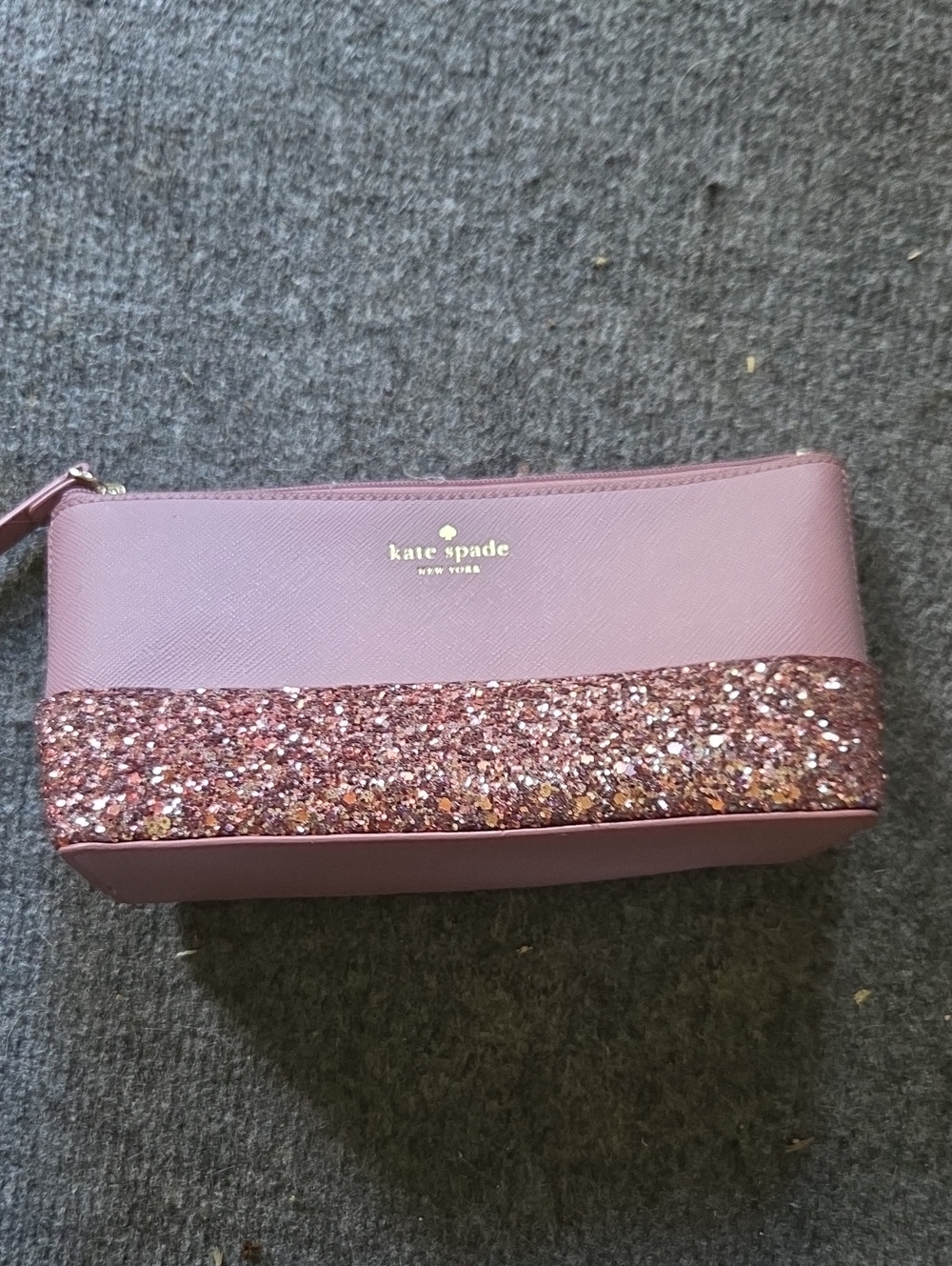 kate spade Little Shiloh Dusty Pink Glitter Stripe Cosmetic Pouch